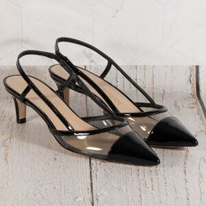 Stuart Weitzman Womens Mondrian 50 Slingback Color Black/Flannel Size 8 B